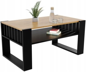 Couchtisch mit Lamellen 90x50 WOTAN/Schwarz LOFT