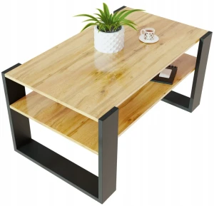 Couchtisch WOTAN Eiche für das Wohnzimmer 90x50 Beine