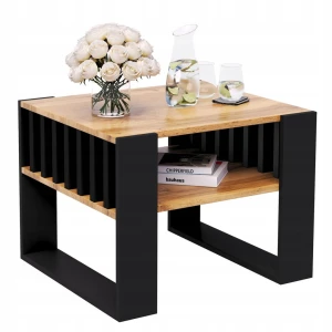 Couchtisch mit Lamellen 55x55 WOTAN/Schwarz LOFT