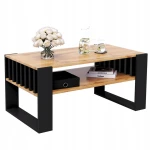 Couchtisch mit Lamellen 90x50 WOTAN/Schwarz LOFT