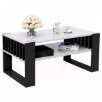 Couchtisch mit Lamellen 90x50 Weiß/Schwarz LOFT