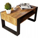 Retro Couchtisch LANCELOT Eiche schwarze Beine 90x50cm LOFT RETRO Tisch