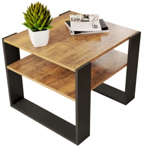 Couchtisch LANCELOT Eiche schwarze Beine 55x55cm