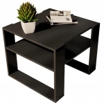 Quadratischer Couchtisch Schwarz schwarze Beine 55x55cm