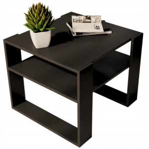 Quadratischer Couchtisch Schwarz schwarze Beine 55x55cm