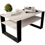 Weißer Couchtisch mit schwarzen Beinen 90x50cm LOFT RETRO Tisch