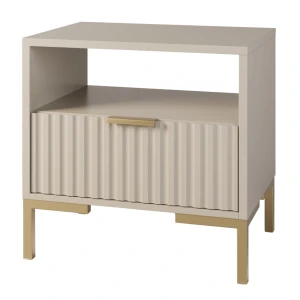 Nachttisch mit geriffelter Front Kaschmir/Beige Gold Glamour