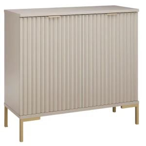 Kommode Kaschmir mit geriffelter Front 80cm goldene Beine