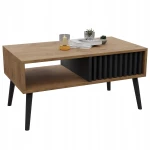 Skandinavischer Couchtisch mit Lamellen LANCELOT Eiche LOFT mit Ablageboden