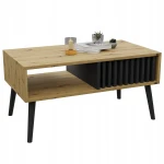 Skandinavischer Couchtisch mit Lamellen ARTISAN/Schwarz LOFT mit Ablageboden