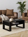 Couchtisch mit Lamellen Schwarz 90x50 für das Wohnzimmer