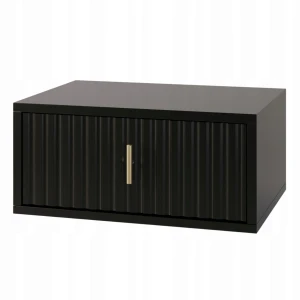 Hängender Nachttisch mit geriffelter Front Schwarz Gold