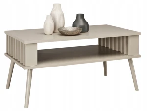 Skandinavischer LAMELE Couchtisch Beige/Kaschmir mit Lamellen