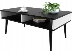 Couchtisch Schwarz/Weiß mit Ablageboden Tisch