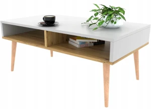 Scandi Couchtisch Weiß/ARTISAN mit Ablageboden