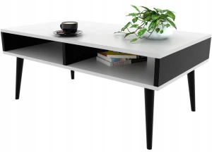 Scandi Couchtisch Weiß/Schwarz mit Ablageboden
