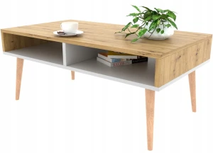SCANDI Couchtisch ARTISAN/Weiß mit Ablageboden