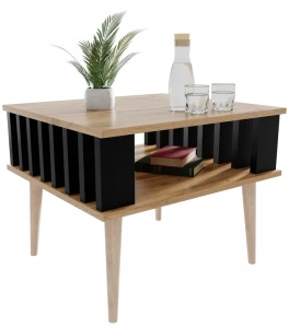 LAMELE Couchtisch für das Wohnzimmer mit Ablageboden WOTAN Eiche