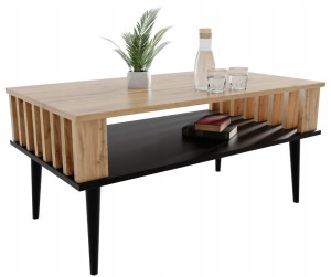 LAMELE Couchtisch für das Wohnzimmer WOTAN Eiche/Schwarz
